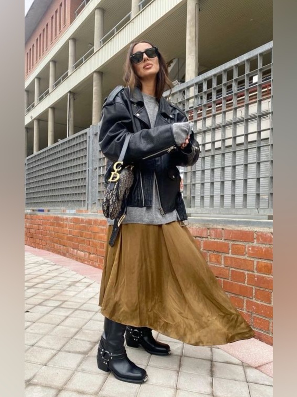 ZARA Oversized Long Real Leather Moto Jacket